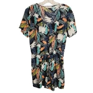 Mododoc | Women's Floral Print Short Sleeve Shorts Romper (Size Medium)